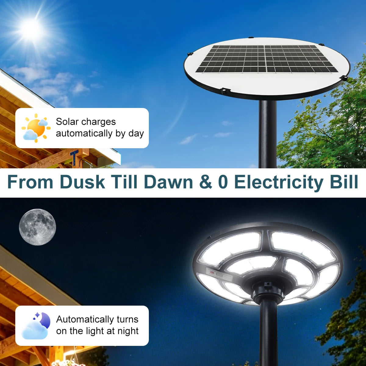 Solar UFO Street Lamp Household Community Garden Landscape Lighting Outdoor Bright LED Garden Lamp